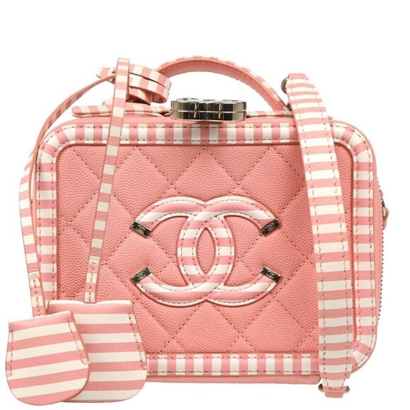 Chanel Pink Calfskin Filigree 2way Vanity Handbag 184728 - Picture 1 of 9